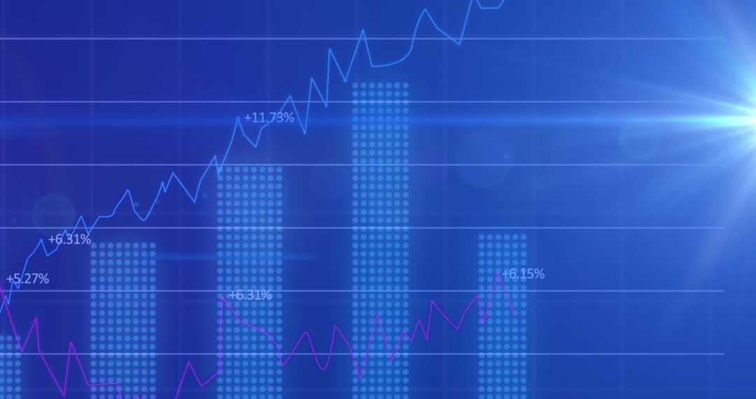 Financial Data Visualizations on Abstract Blue Background