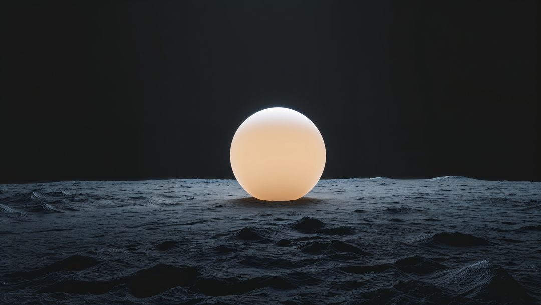Glowing Spherical Orb on Cratered Terrain in Futuristic Ambiance