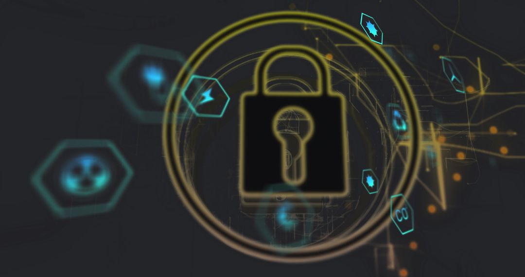 Glowing Padlock on Futuristic Digital Network Background