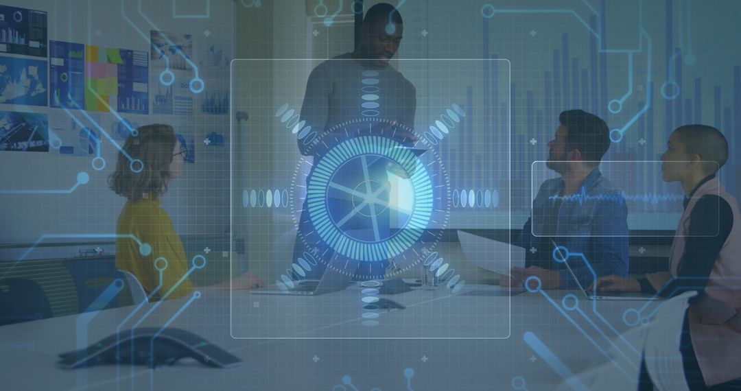 Data Collaboration Meeting with Futuristic Interface