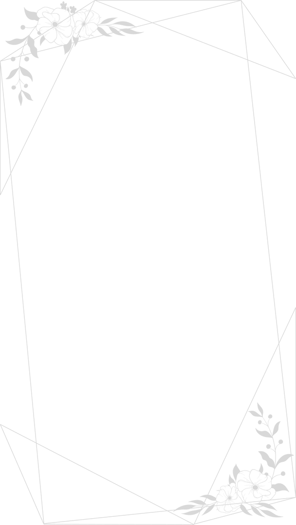 Minimalist Geometric Floral Border on Transparent Background