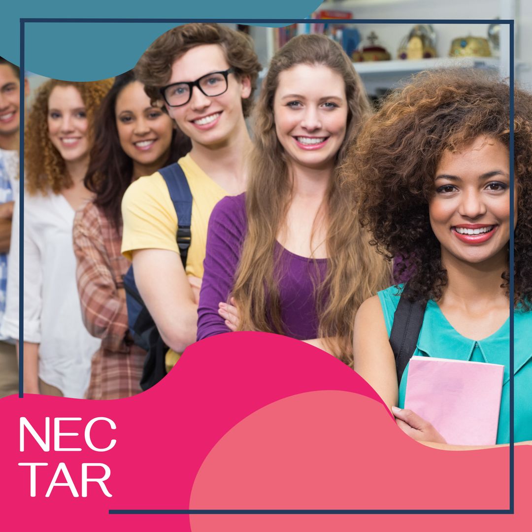 Diverse College Students Smiling with Backpacks