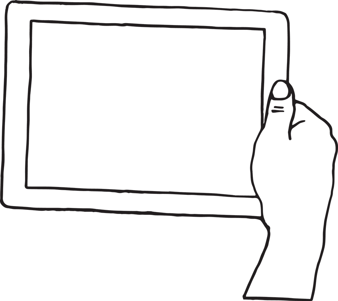 Hand Holding Tablet Illustration on Transparent Background
