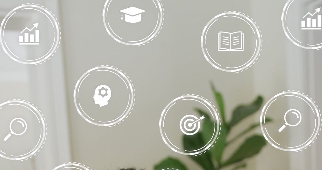 Digital Business and Education Interface with Icons