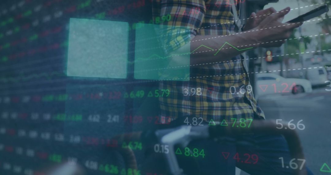 Financial Analysis Concept with Person Using Tablet in Urban Setting