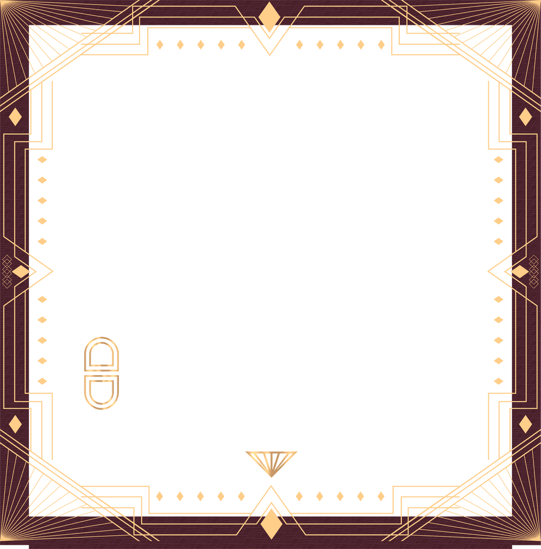 Art Deco Gold Geometric Frame with Transparent Background