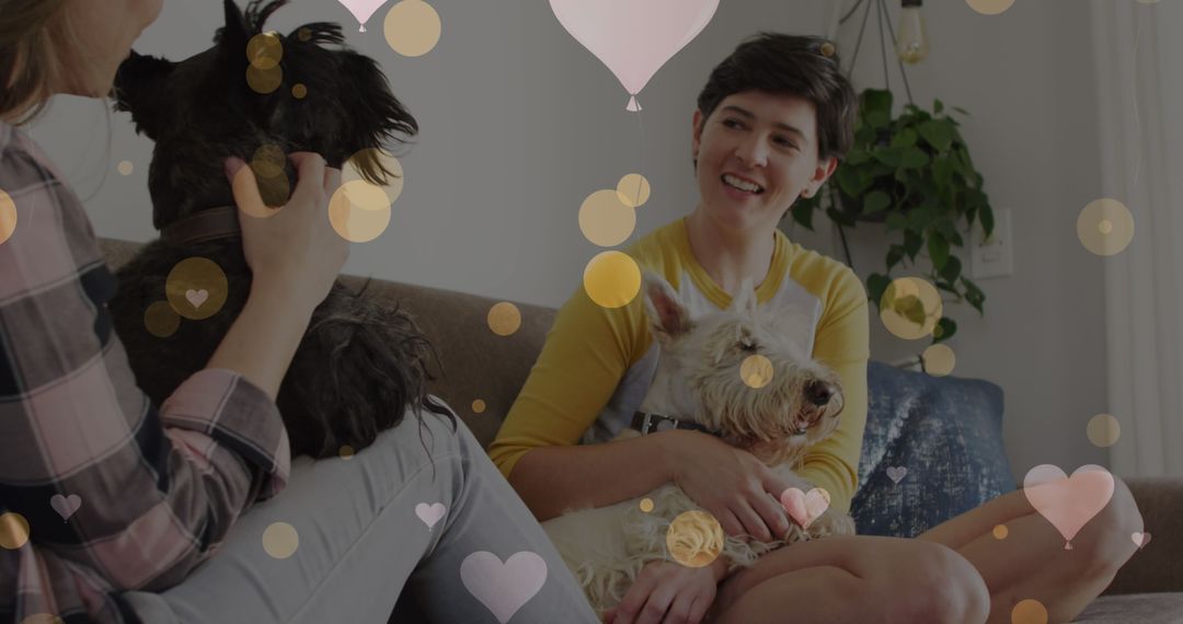 Romantic Couple Enjoying Quality Time with Dogs at Home