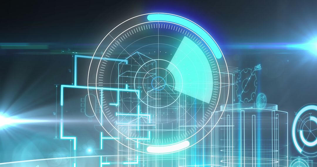 Digital interface with futuristic data scanning display