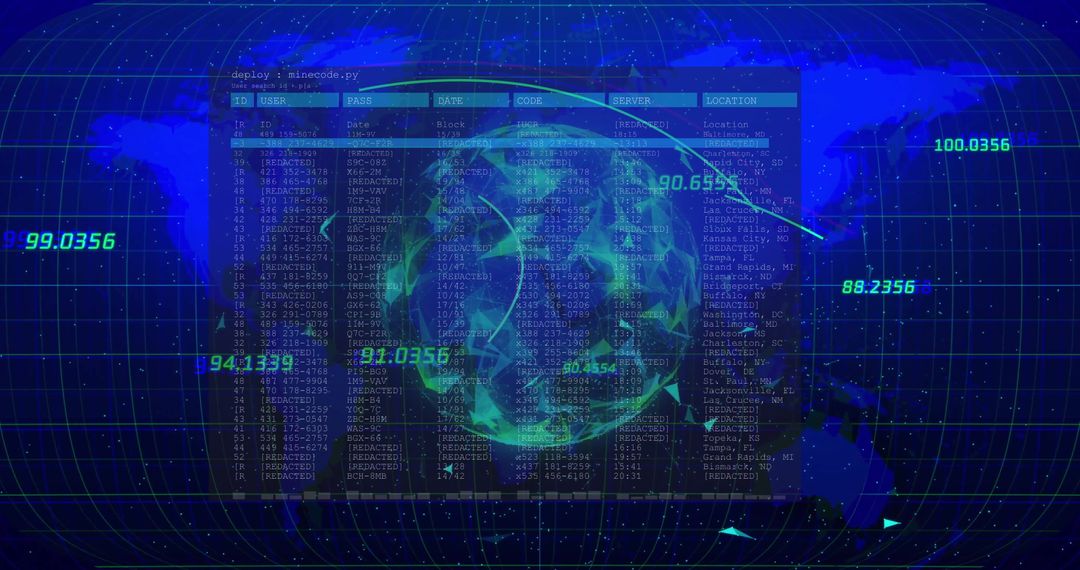 Futuristic Digital Landscape with Rotating Neon Globe