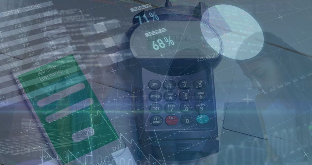 Innovative Fintech Collage with Digital Banking and Stock Data