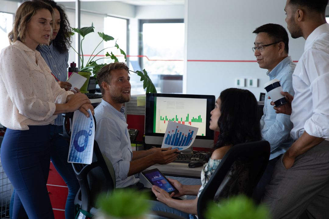 Diverse Team Collaborating in Modern Corporate Office