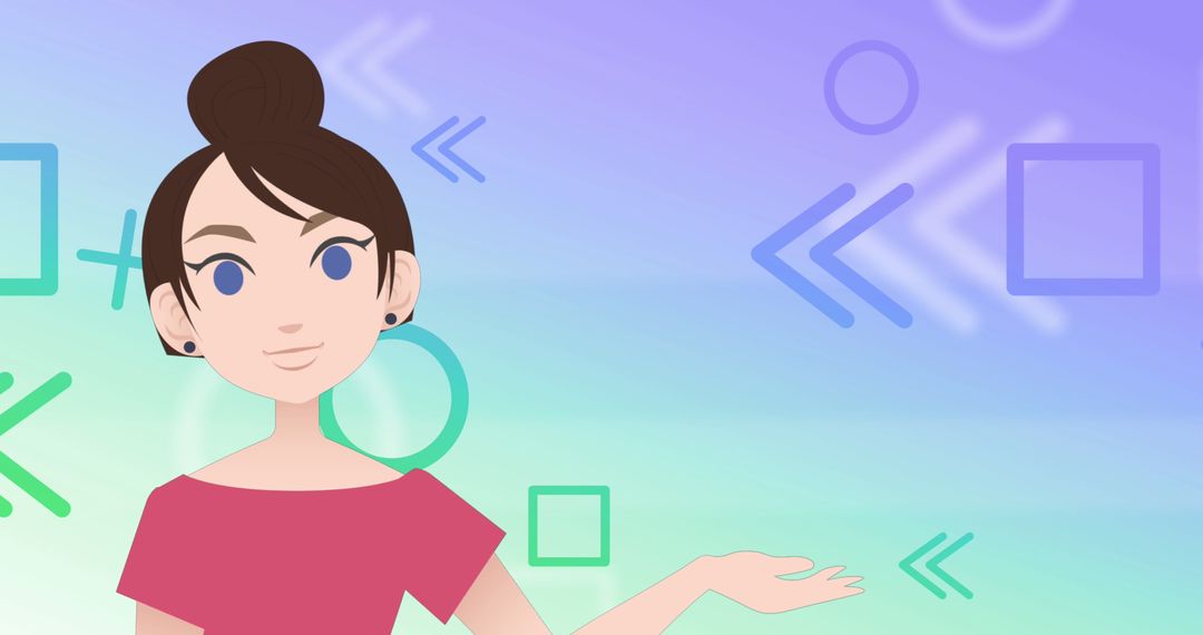 Abstract Illustration of Woman Icon with Modern Geometric Shapes