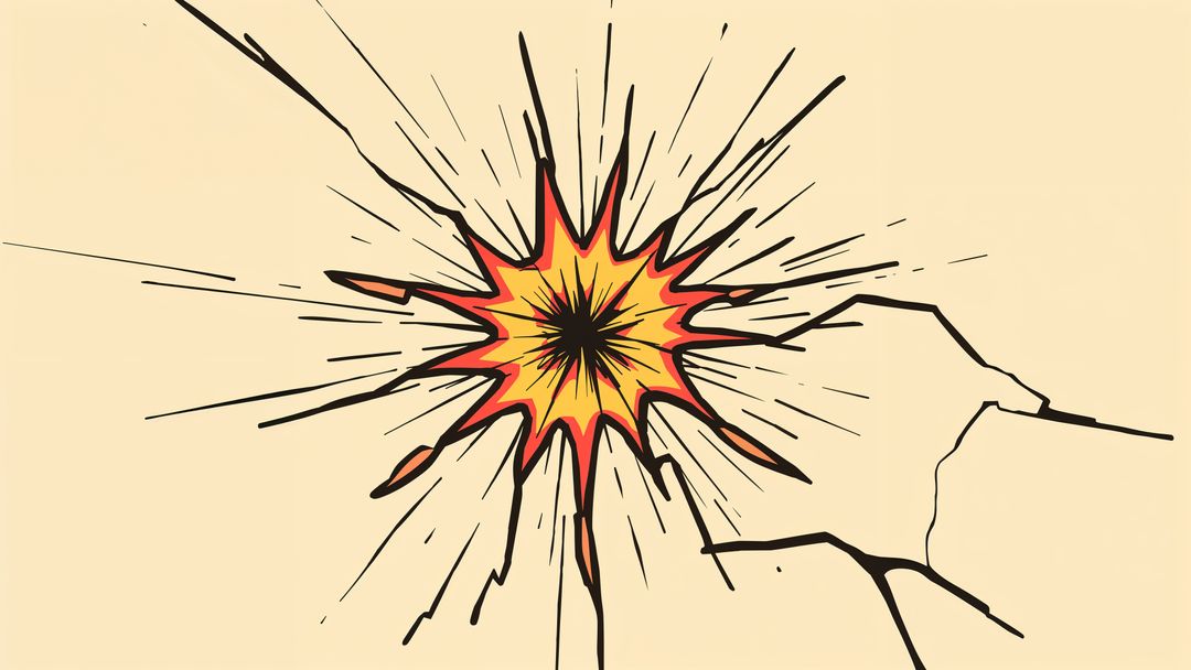 Explosive Starburst with Radial Cracks on Beige Background