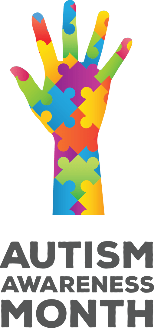 Autism Awareness Month Puzzle Hand Design on Transparent Background