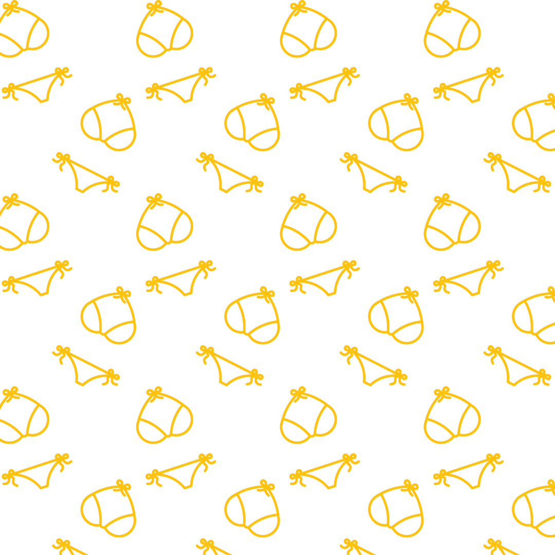 Yellow Vector Acorn and Number Pattern Transparent Background