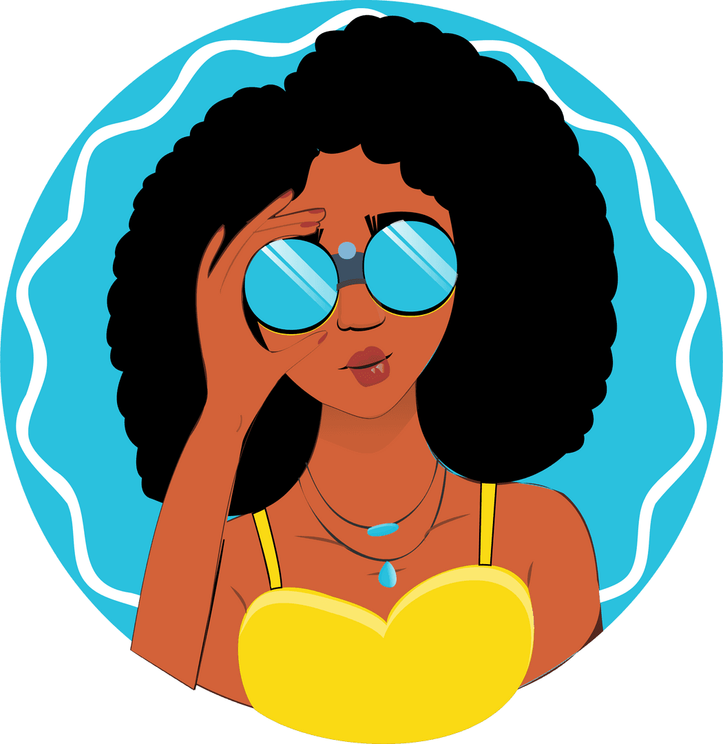 Woman Holding Binoculars in Flat Design with Transparent Background