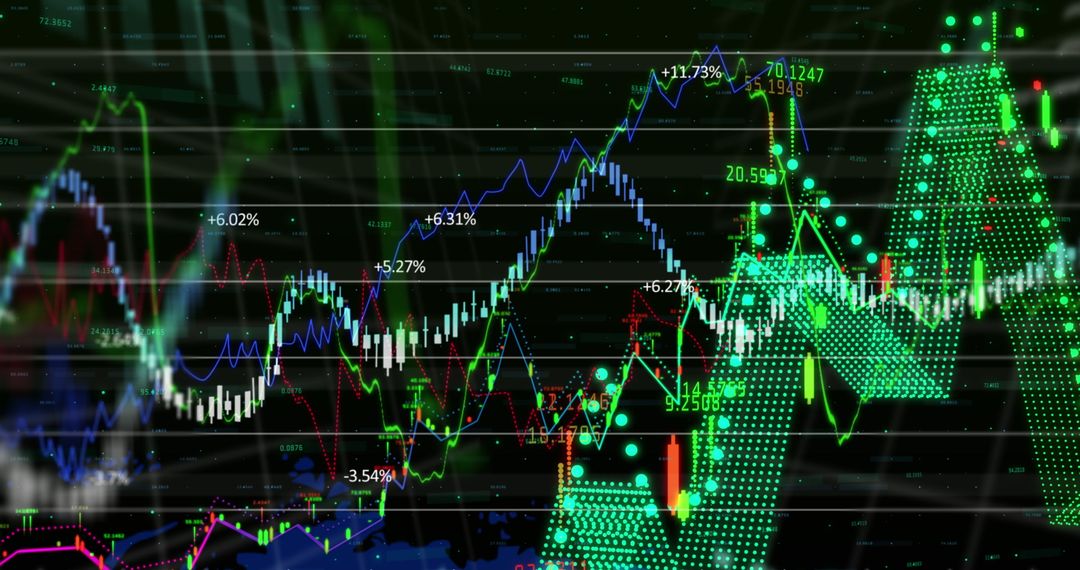 Dynamic Blockchain Data Chart with Financial Trends Background