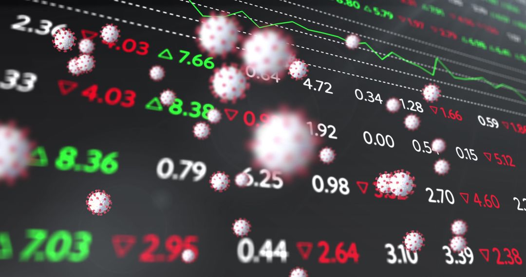 Virus Cells Overlaying Stock Market Analytics Concept