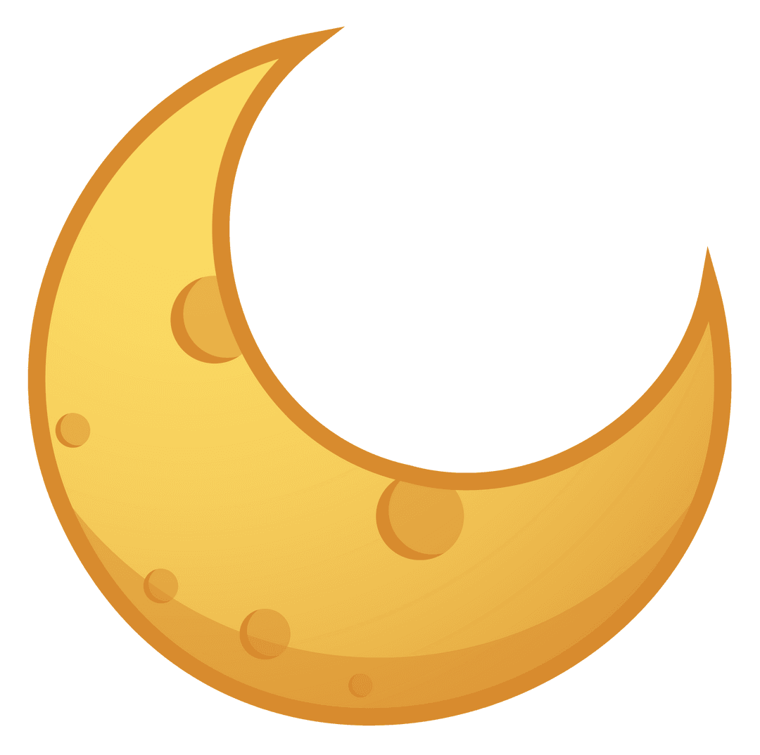 Minimalist Moon Crescent Icon with Craters and Transparent Background