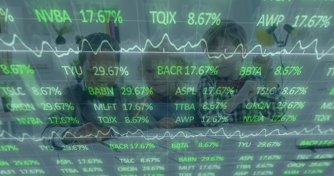 Professionals Analyzing Stock Market Data on High-Tech Interface
