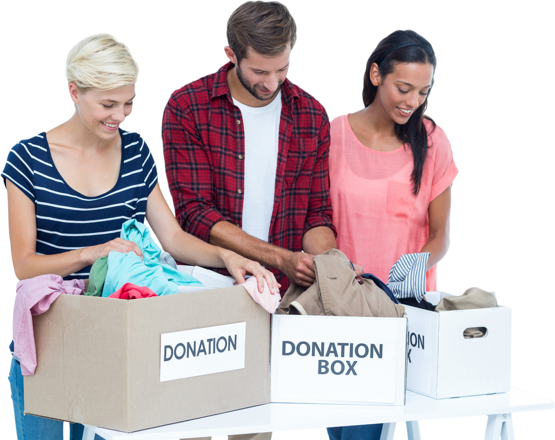 Diverse Group Packing Donation Boxes Transparent Background PNG Image - Download Free Stock Images Pikwizard.com