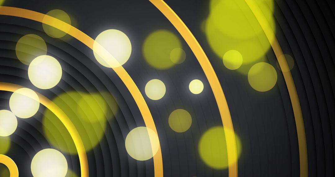 Abstract Bokeh Lights Over Concentric Gold Curves