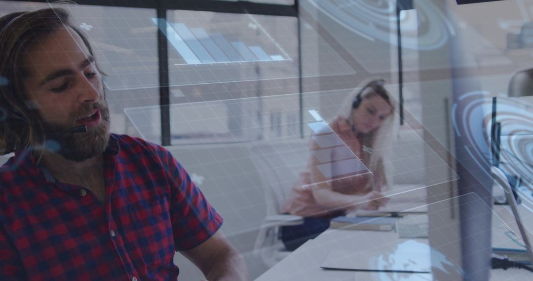 Call Center Team Using Technology for Advanced Communication