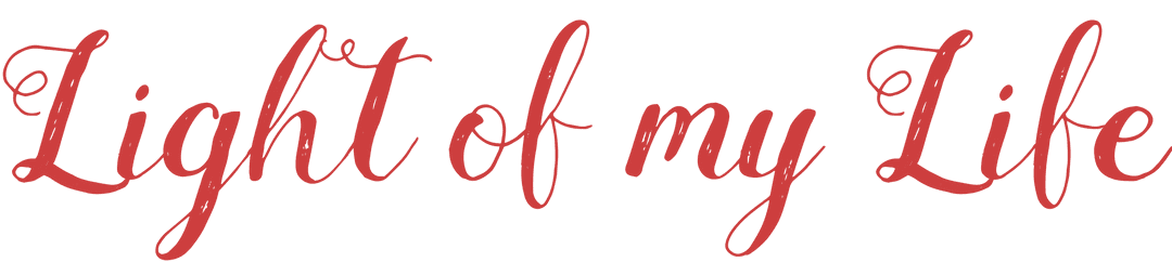 Red script text 'light of my life' on transparent background