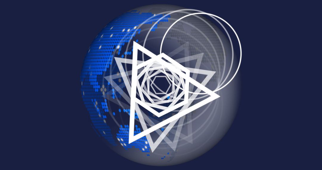 Futuristic Digital Globe with Geometric Patterns in Cyberspace