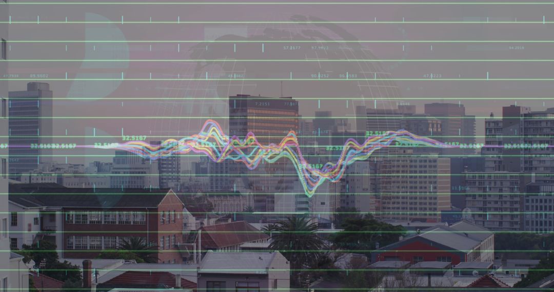 Digital Financial Data Layer Over Urban Cityscape