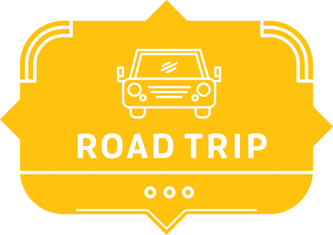 Yellow Road Trip Badge on Transparent Background for Travel Theme