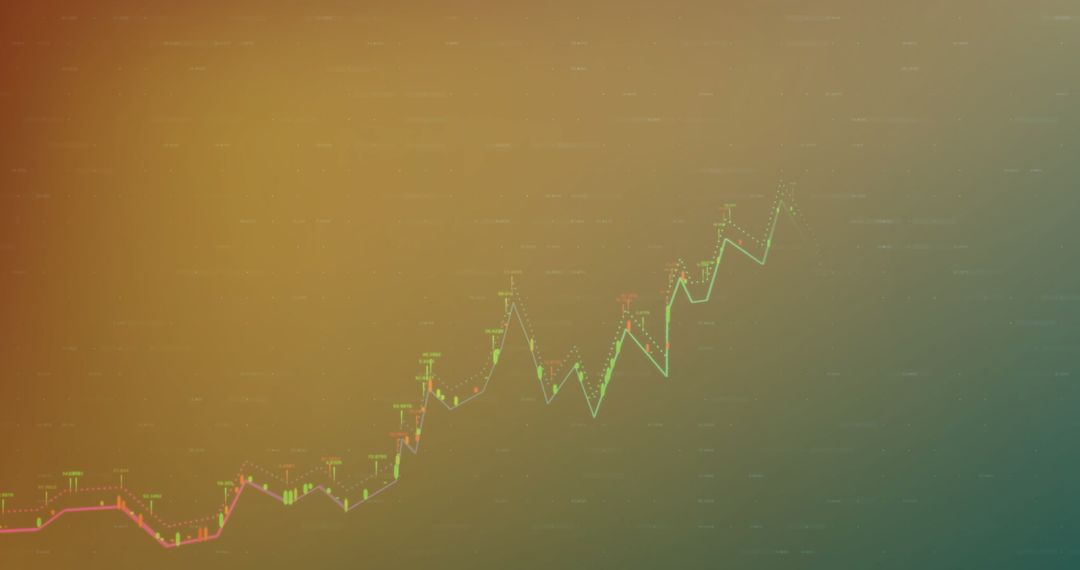 Abstract Financial Data Line Chart on Colored Background