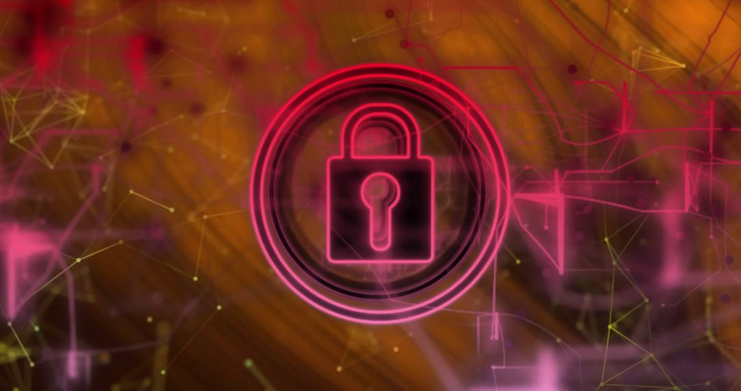 Padlock Symbol with Abstract Digital Connections