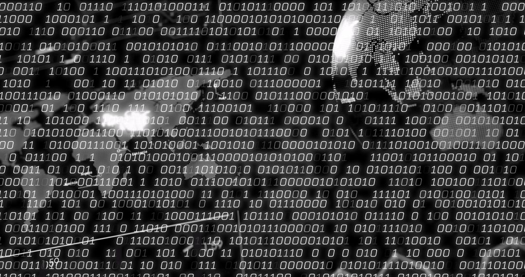 Binary code with digital interface on black