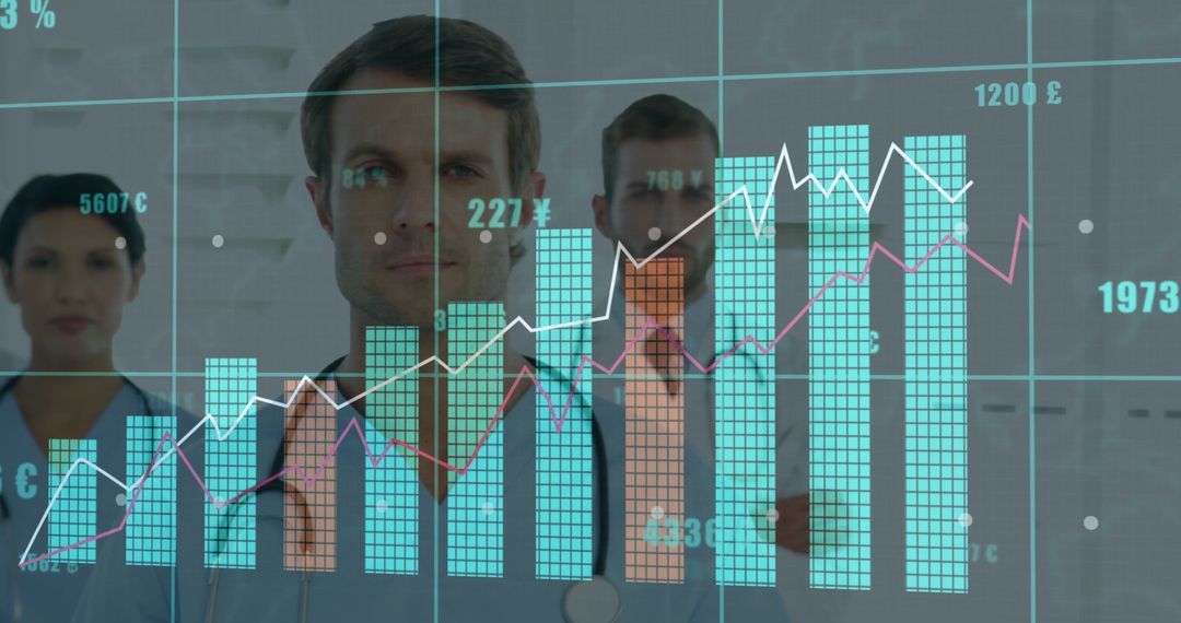 Medical Team Analyzing Economic Data in Healthcare Technology Environment