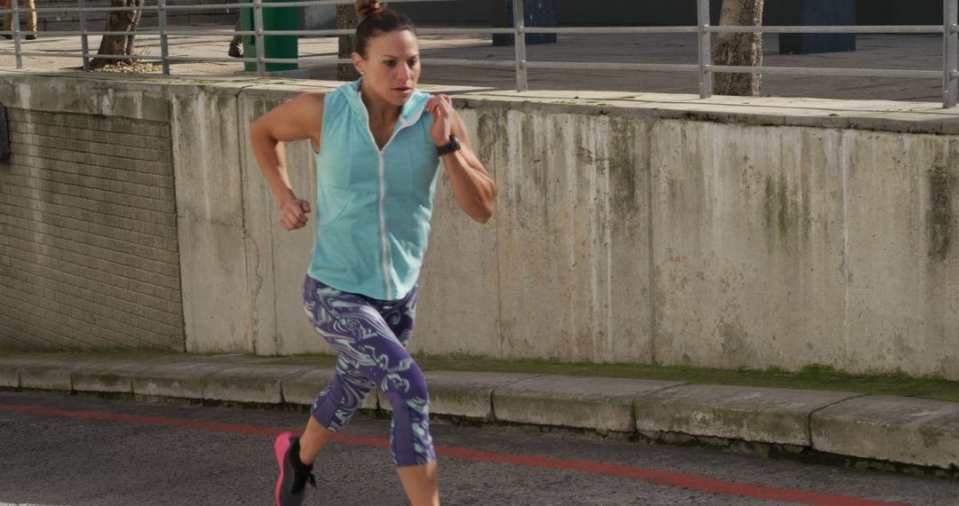 Woman Running Outdoors in the City - Free Images, Stock Photos and Pictures on Pikwizard.com