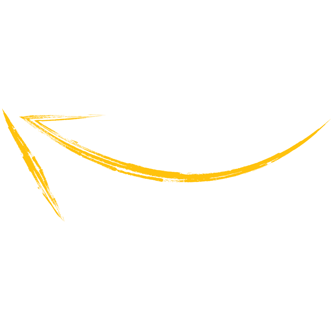 Yellow Curved Arrow on Transparent Background for Direction and Navigation