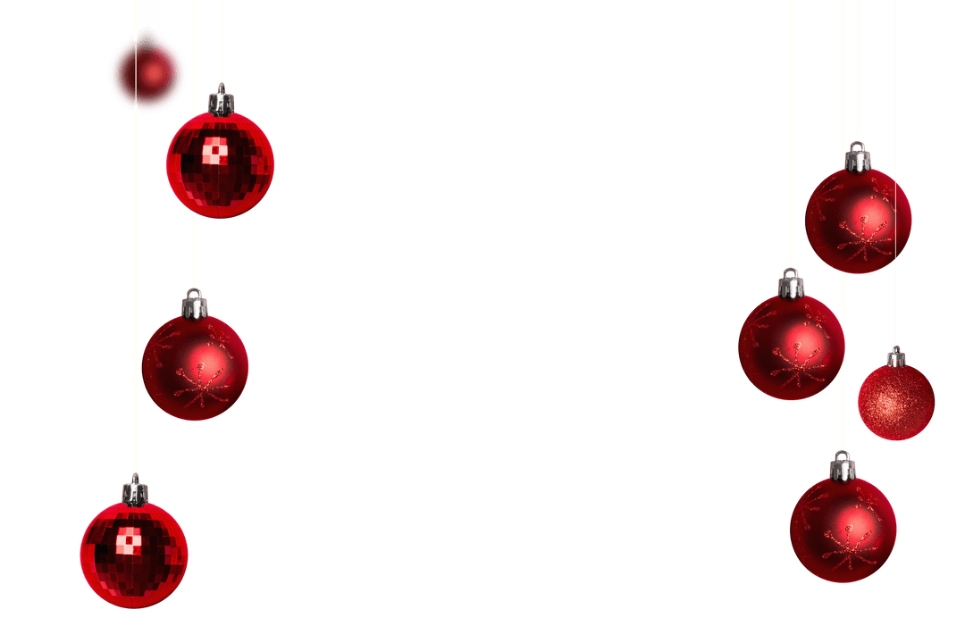 Red Christmas Ornaments on Transparent Background for Festive Decoration
