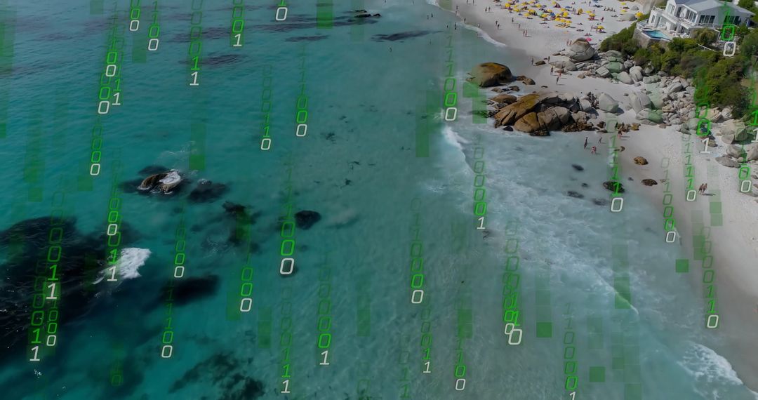 Binary Stream Over Idyllic Beach Landscape
