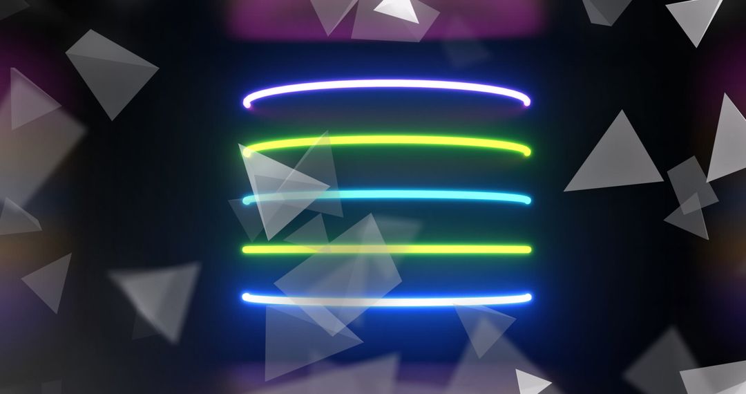 Vibrant Neon Light Trails with Abstract Triangles