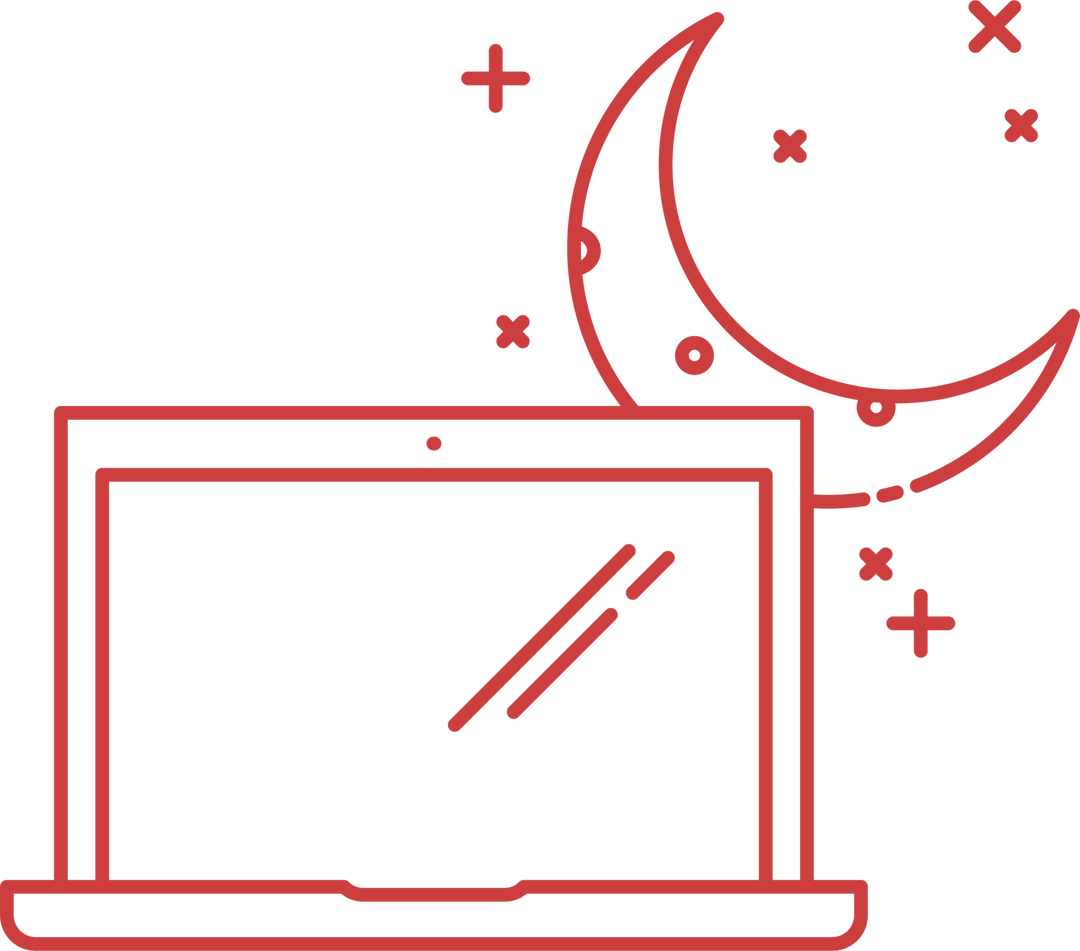 Digital Illustration of Laptop and Crescent Moon on Transparent Background - Download Free Stock Images Pikwizard.com