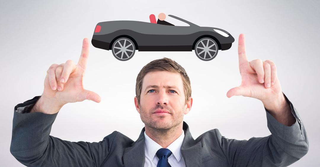 Conceptual image of a businessman framing a car with his fingers - Free Images, Stock Photos and Pictures on Pikwizard.com