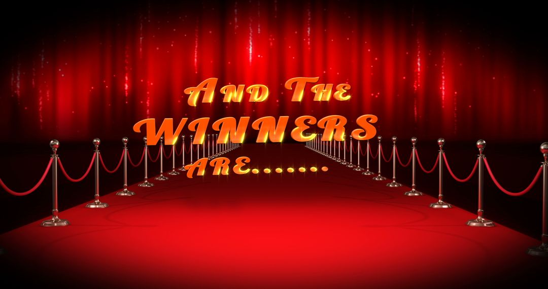 Red Carpet Event Announcement Stage with Winning Text