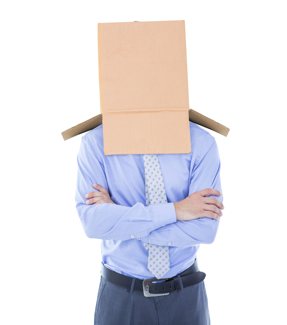 Businessman with Box on Head on Transparent Background - Download Free Stock Images Pikwizard.com