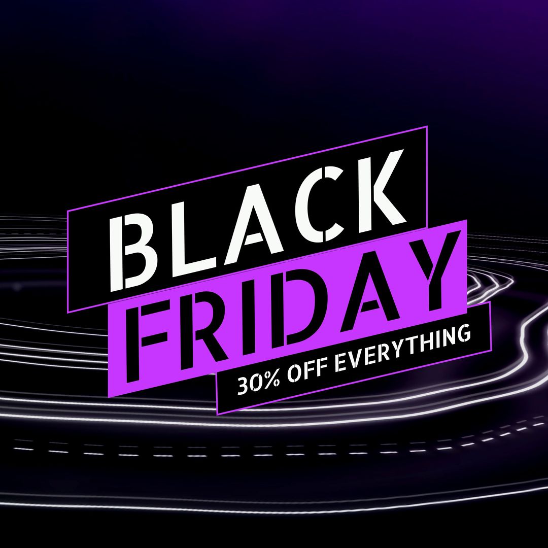 Composition of black friday 30 percent off everything text over shapes on black background - Download Free Stock Templates Pikwizard.com