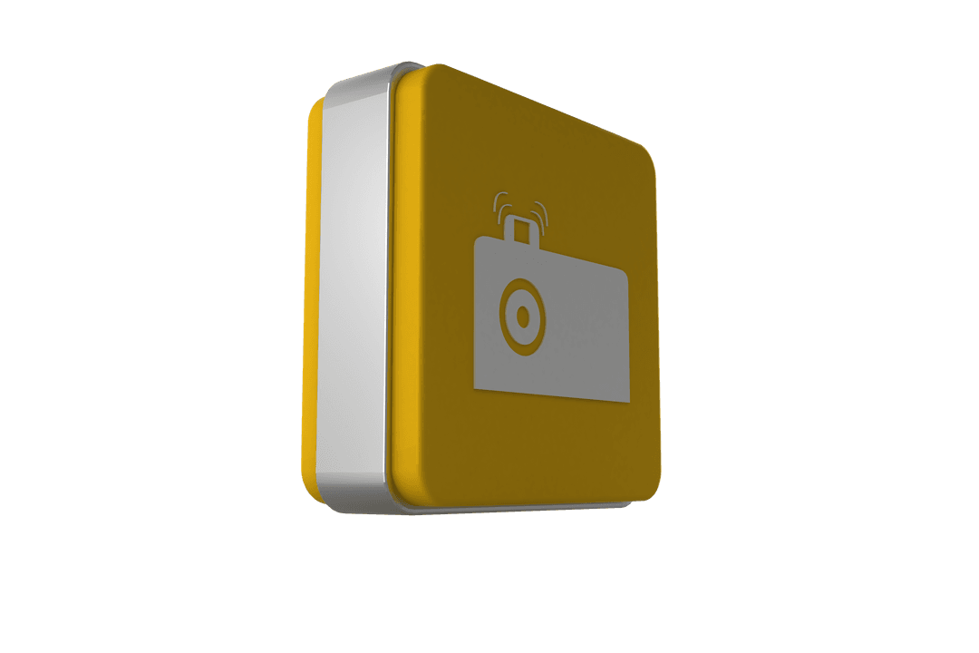 Transparent Yellow 3D Camera Icon on Isolated Background