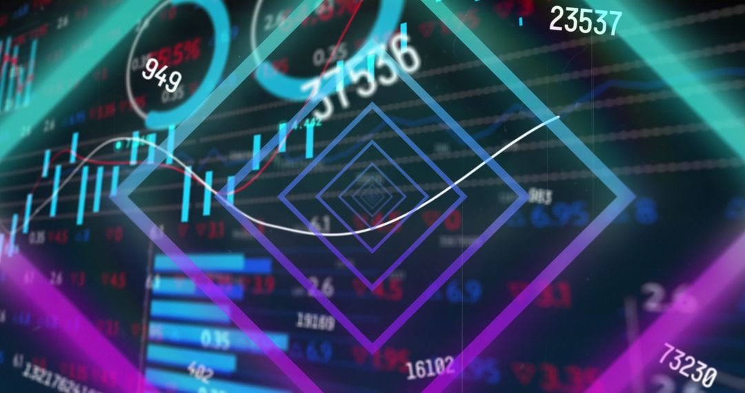 Abstract Finance Vaporwave with Stock Data Reading