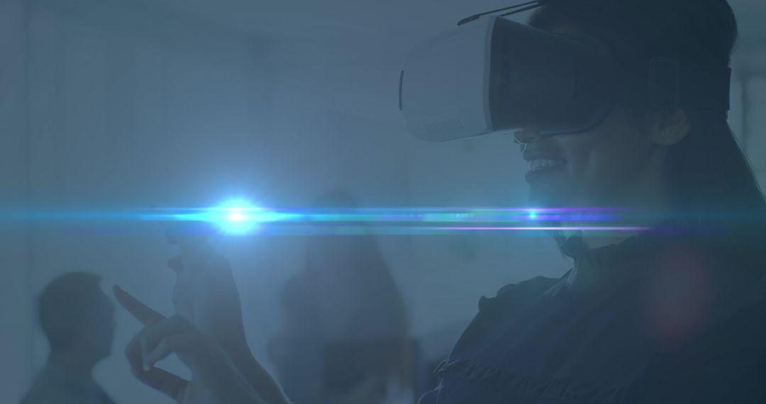 Woman Experiencing Virtual Reality Technology