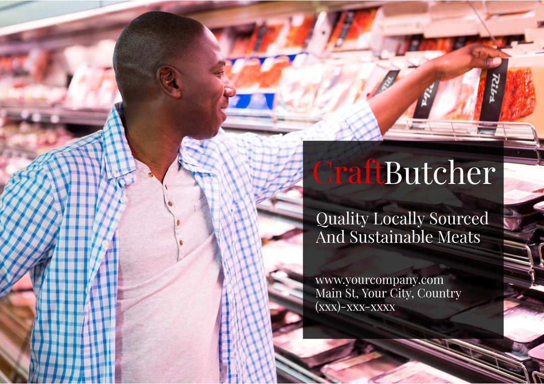 Man Selecting Sustainable Meats in Local Butcher Shop, Promoting Quality - Download Free Stock Templates Pikwizard.com