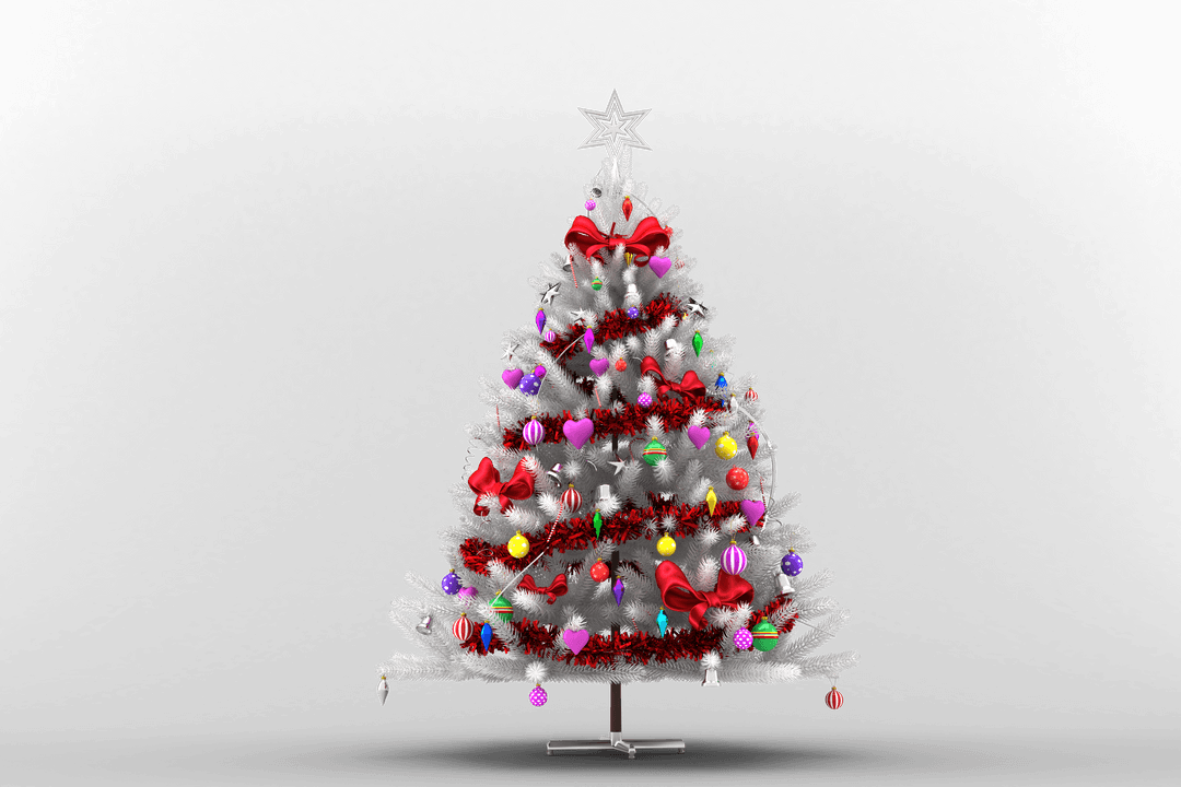 Vibrant Colored Ornaments on Transparent Background Christmas Tree